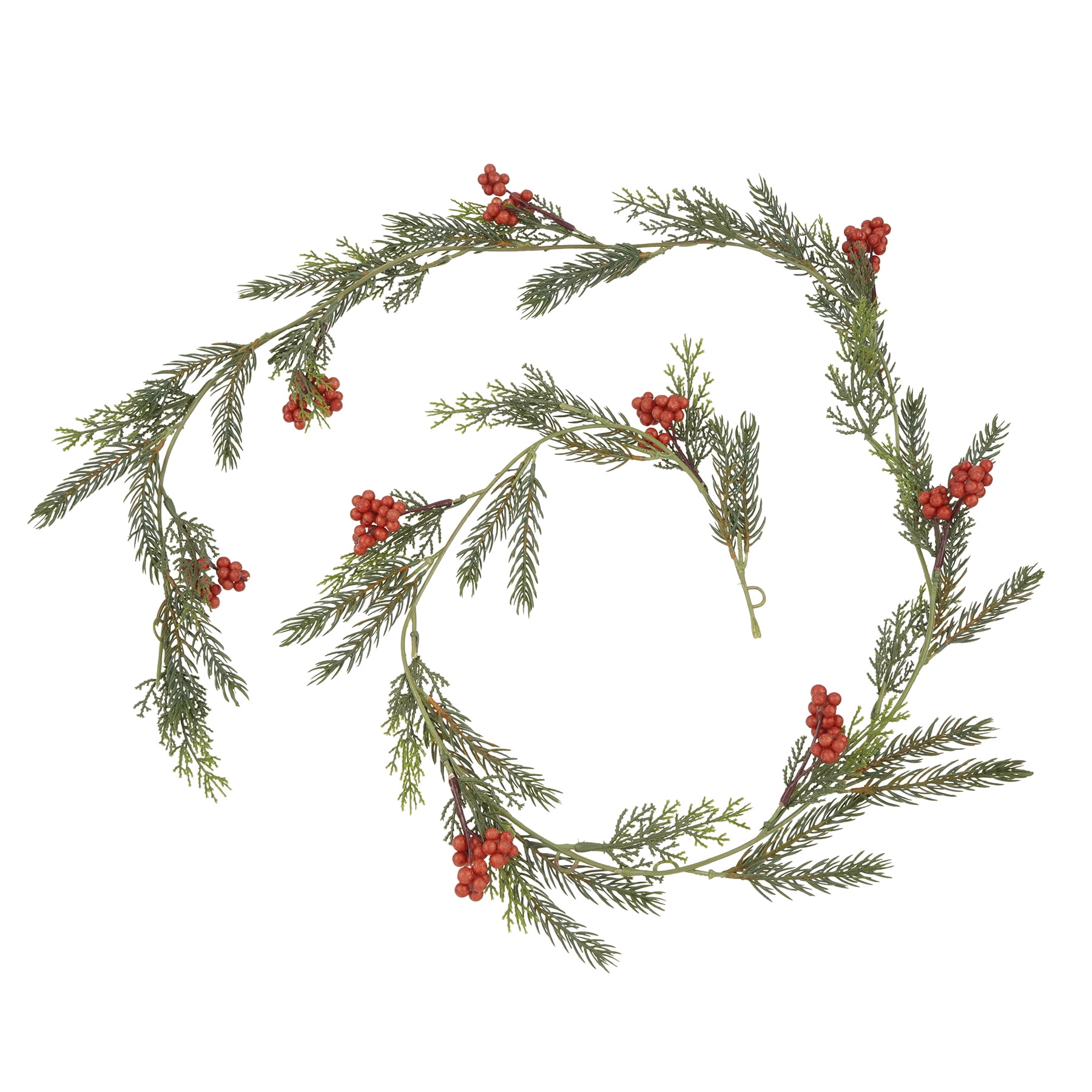 5ft. Green Pine & Red Berry Coil Garland by Ashland-Christmas and Holiday Garland