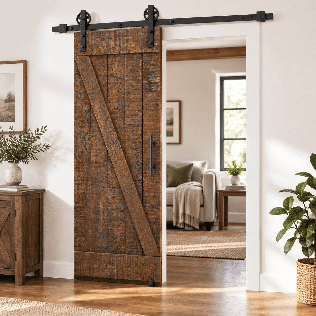 5ft Heavy Duty Sliding Barn Door Hardware Kit - Walmart Business Supplies