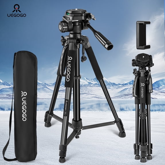 5ft Heavy-Duty Tripod for DSLR, Mirrorless Cameras & Phones - Professional Video Stand with Storage Bag & Phone Holder