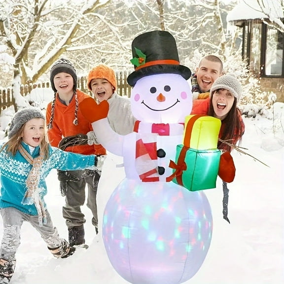 5ft Inflatable Snowman Christmas Decoration with Built-In Lights, Easy Setup, Foldable Design Suitable for Christmas, Wedding, Bar, Coffee Salon, And Store Displays, Outdoor Nativity Scenes