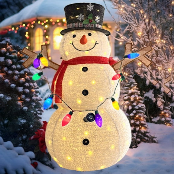 5ft Lighted Christmas Snowman Decoration with White 200 LED Lights Indoor Outdoor Xmas Holiday Decor for Party Yard
