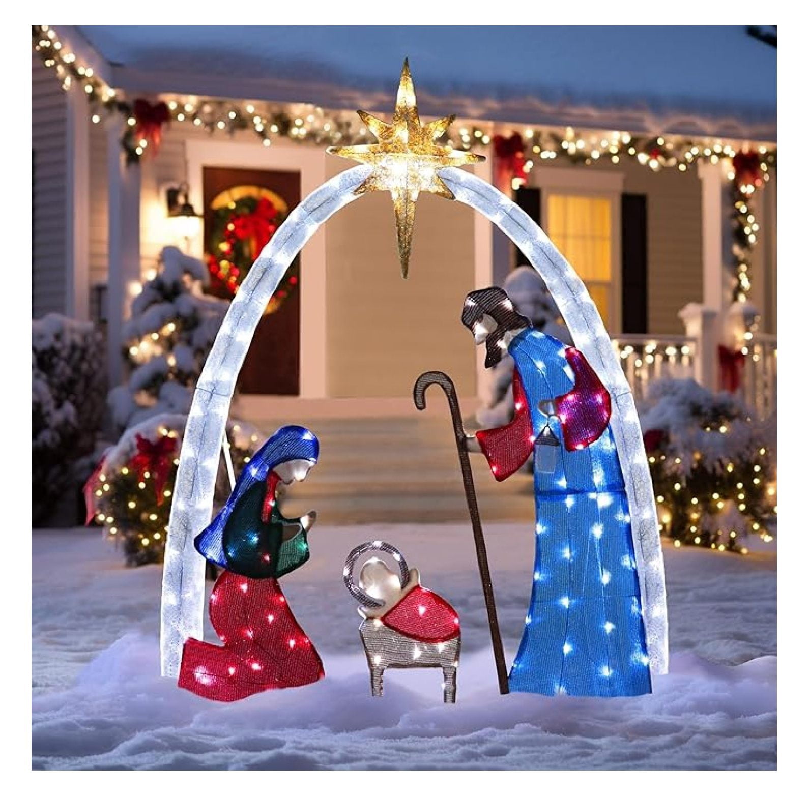 5ft Lighted Outdoor Christmas Decoration Nativity Scene, Lighted ...