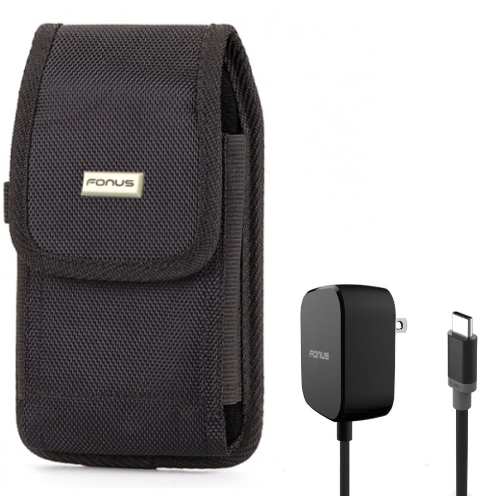 5ft Long 15W Fast Home Charger w Holster Swivel Case Belt Clip for Motorola Revvlry Plus, Edge Plus, Moto G7 G6 G Stylus Power (2021) (2020) Fast, One 5G Ace, (2022) - Nokia 3.1
