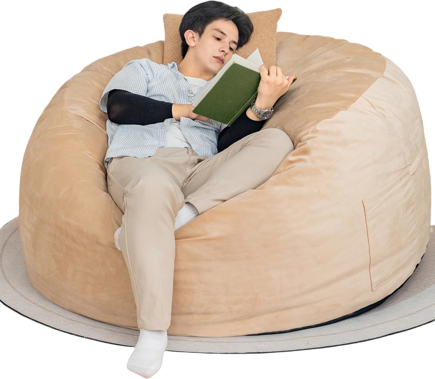 5ft Memory Foam Bean Bag Chair - Ultra-Soft Round Sofa for Adults ...