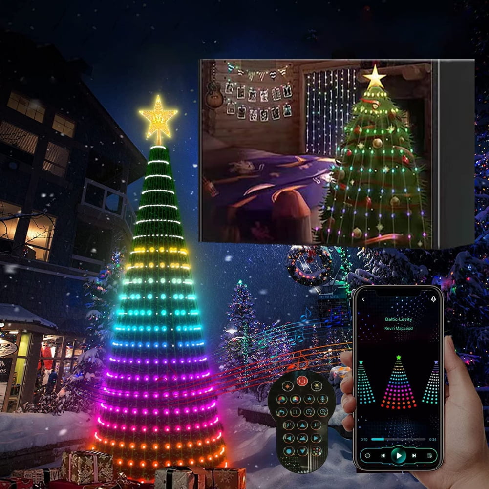 5ft Multicolor Outdoor Christmas Light Show Cone Tree, LED Outdoor ...