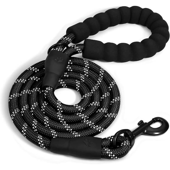 5ft Nylon Rope Dog Leash for Large & Medium Dogs,Highly Reflective Heavy Duty Dog Rope Leash with Soft Padded Anti-Slip Handle- for 18-120 lbs Dogs