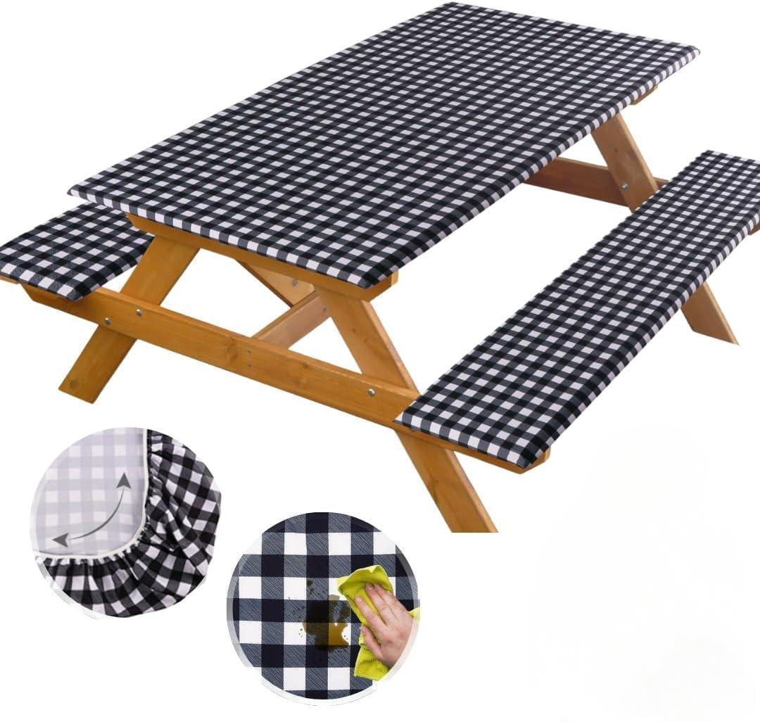 5ft Polyester Picnic Table Cover with Bench Covers Windproof ...