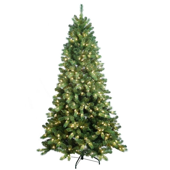 5ft Pre-Lighted Artificial Holiday Christmas Tree with LED Lights 568 Branches 250 Lights, Premium Hinged Tree and Foldable Base for Office, Home, Party, Christmas Decoration