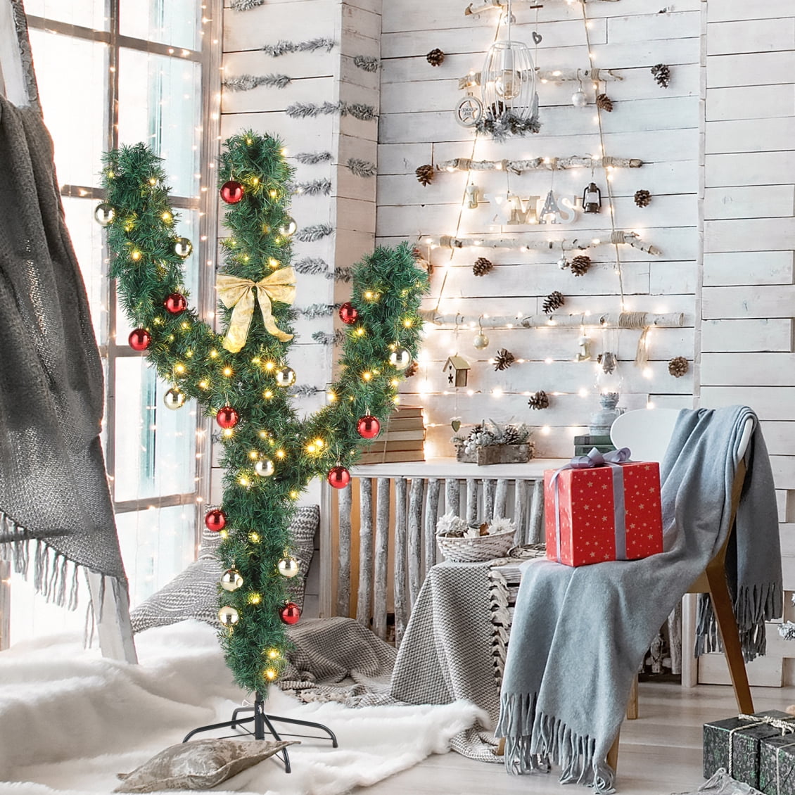 5ft PreLit Artificial Cactus Christmas Tree with 400 Branches, 110