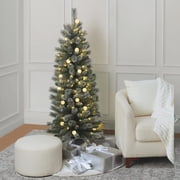 5ft. Pre-Lit Glacier Fir Flocked Artificial Christmas Tree, Dual Color G40 LED Lights by Ashland