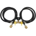 thumbnail image 1 of 5ft Propane 2 Way Splitter Adapter Hose 1 lb to 20 lb Converter with Shut Off Valve, Propane Hose Adapter 1lb Portable Appliance to QCC1/Type1 5-40lb Tank for Camping Stove,Gas Grill, Portable Heater, 1 of 7