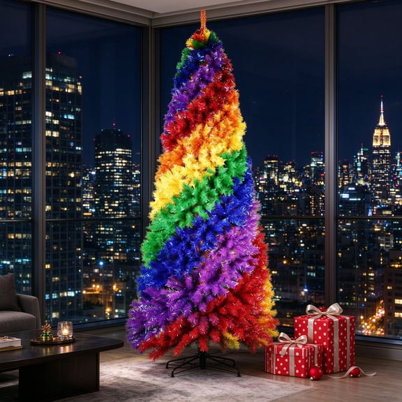 5ft Rainbow Spiral Christmas Tree, 942 Colorful PVC Tips with Unique Spiral Design and Sturdy Metal Stand for Indoor Decor