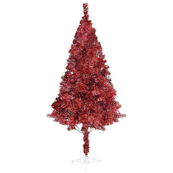 5ft Red Tinsel Christmas Tree - Sparkling Xmas Tree for Home, Office, Party - Folding Artificial Holiday Decor