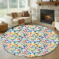 thumbnail image 1 of 5ft Round Rug, Colorful Polka Dot Non-Skid Rubber Backing Large Area Rugs - Living Room Bedroom Home Office, Rainbow Polka Dots Watercolor Indoor Floor Mat Carpets Washable Rug, 1 of 9