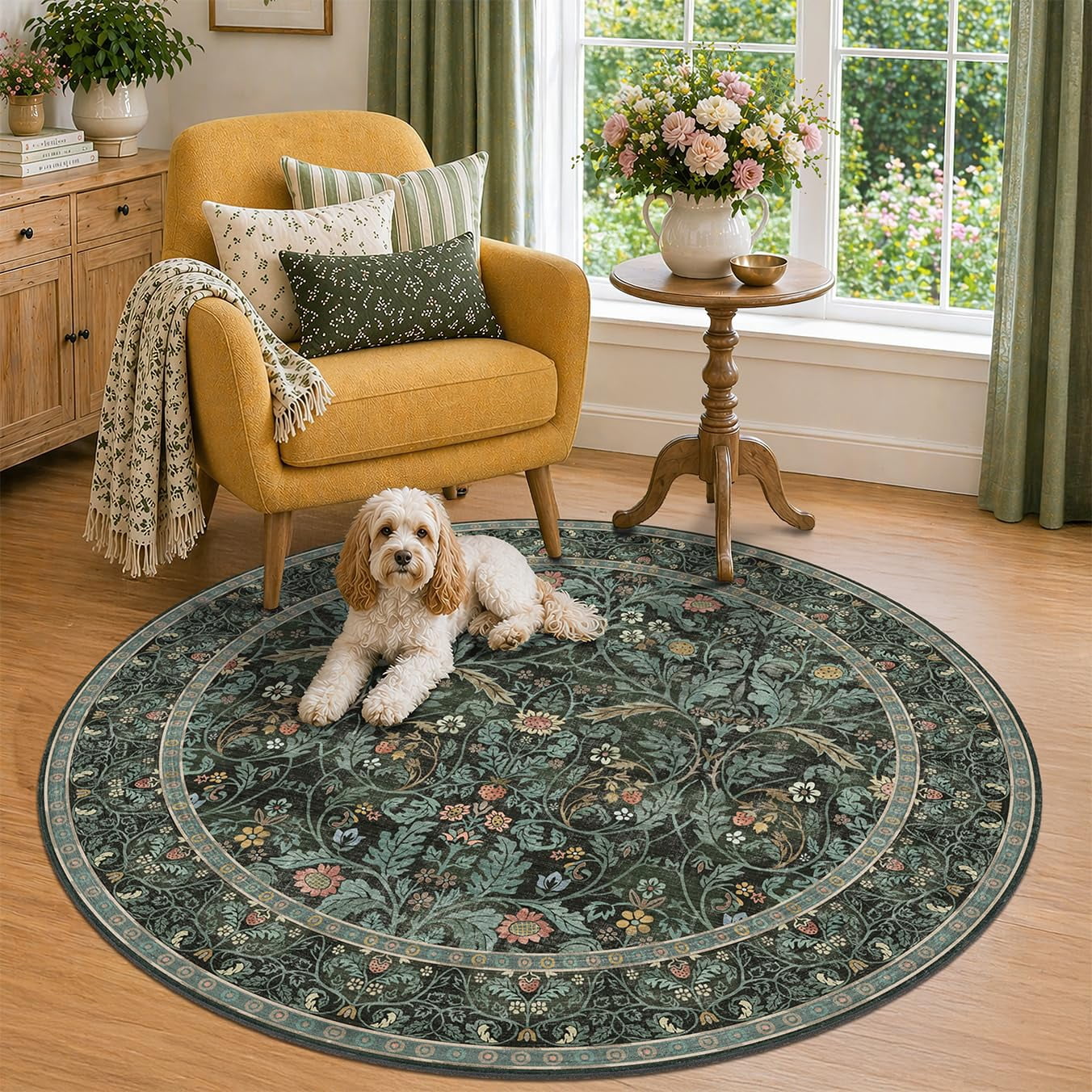 Small Reading Rug 5ft Round Rug For Reading Corner Small Living Room Soft Ultra Thin Non ...