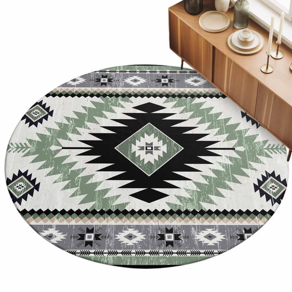 5ft Round Rug Green Gray Boho Area Rugs for Living Room Bedroom ...