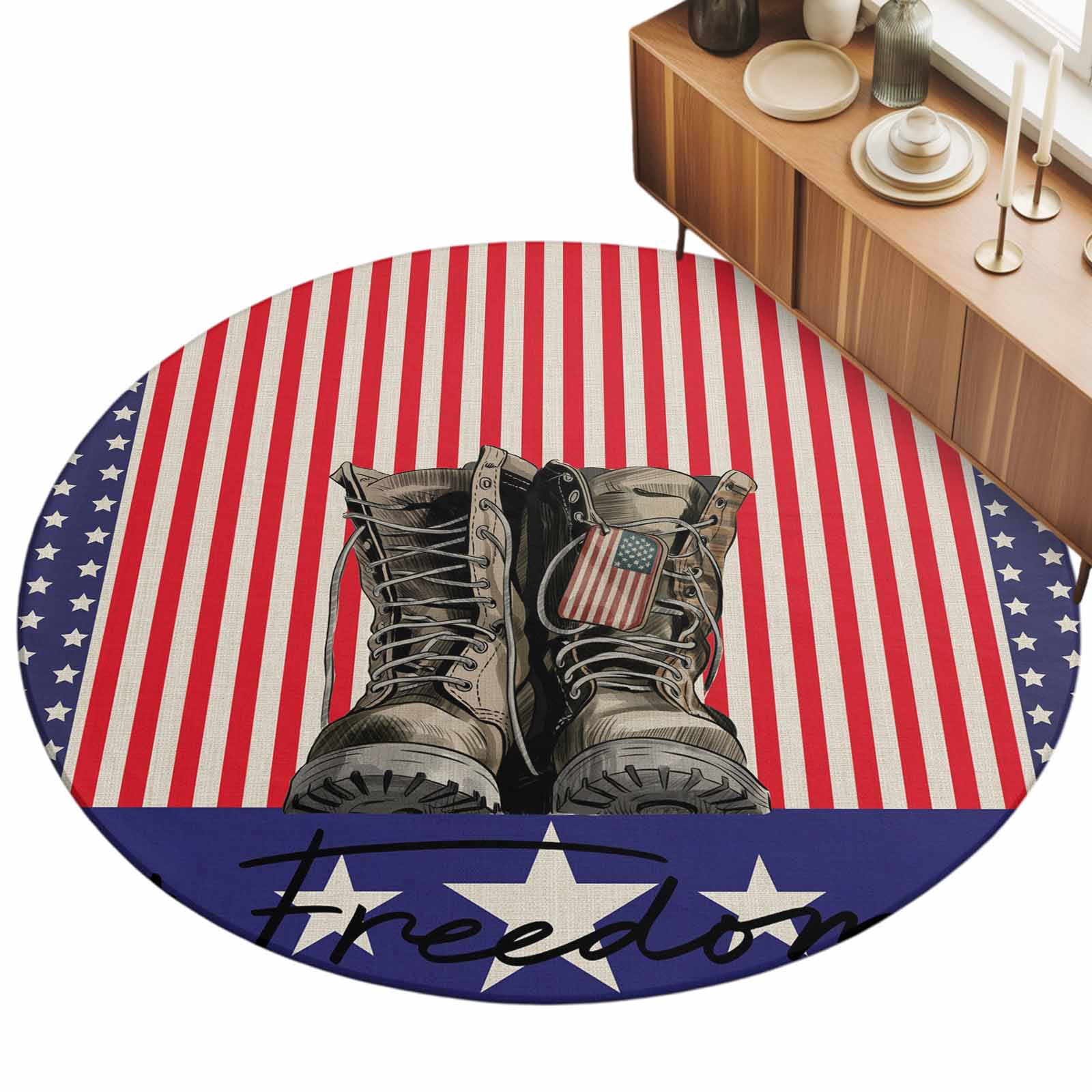 5ft Round Rug Independence Day Area Rugs for Living Room Bedroom ...