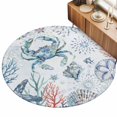 5ft Round Rug Ocean Crab Area Rugs for Living Room Bedroom Washable Non ...