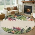 thumbnail image 1 of 5ft Round Rug, Palm Leaves Non-Skid Rubber Backing Large Area Rugs - Living Room Bedroom Home Office, Summer Botanical Tropical Plants Rustic Indoor Floor Mat Carpets Washable Rug, 1 of 9