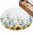 5ft Round Rug Sunflower Area Rugs for Living Room Bedroom Washable Non ...