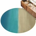 5ft Round Rug Teal Blue Khaki Ombre Area Rugs for Living Room Bedroom ...