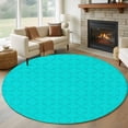 thumbnail image 1 of 5ft Round Rug, Turquoise Plaid Non-Skid Rubber Backing Large Area Rugs - Living Room Bedroom Home Office, Geometric Leaf Diamond Morocco Abstract Indoor Floor Mat Carpets Washable Rug, 1 of 9