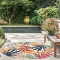 thumbnail image 1 of 5ft Round Water Resistant, Indoor Outdoor Rugs for Patios, Front Door Entry, Entryway, Deck, Porch, Balcony | Outside Area Rug for Patio | Multi-Color, Floral | Size: 5'3'' Round, 1 of 8
