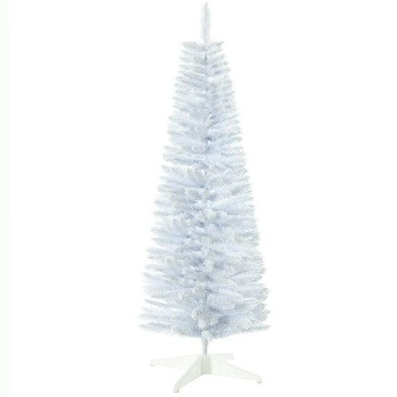5ft Snow Flocked Pencil Artificial Christmas Tree with 263 Tips, Metal Base
