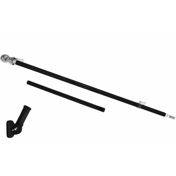 5ft Spinning Black Stabilizer Flag Pole & Adjustable Bracket Kit