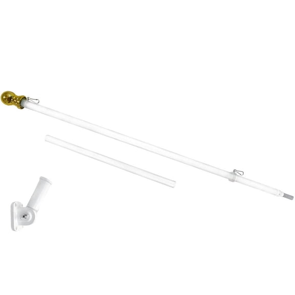 5ft Spinning White Stabilizer Flag Pole & Adjustable Bracket Kit