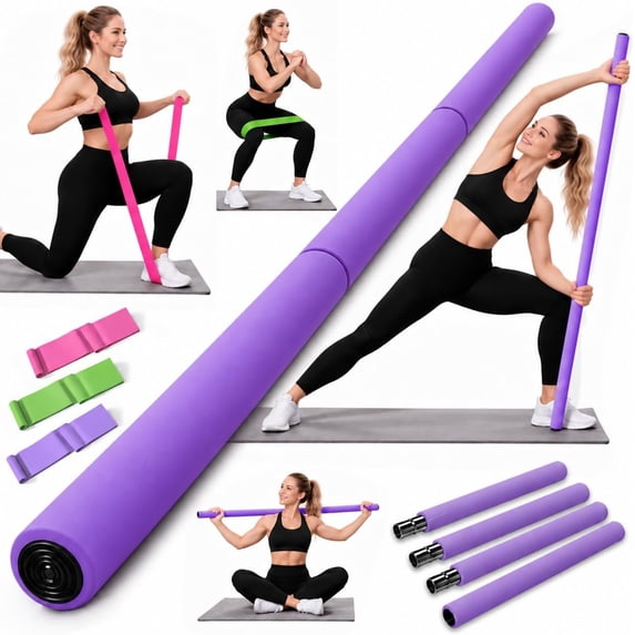 Scarrection 5ft Sturdy Steel Yoga Stick with 3 Stretching Straps,Adjustable ...