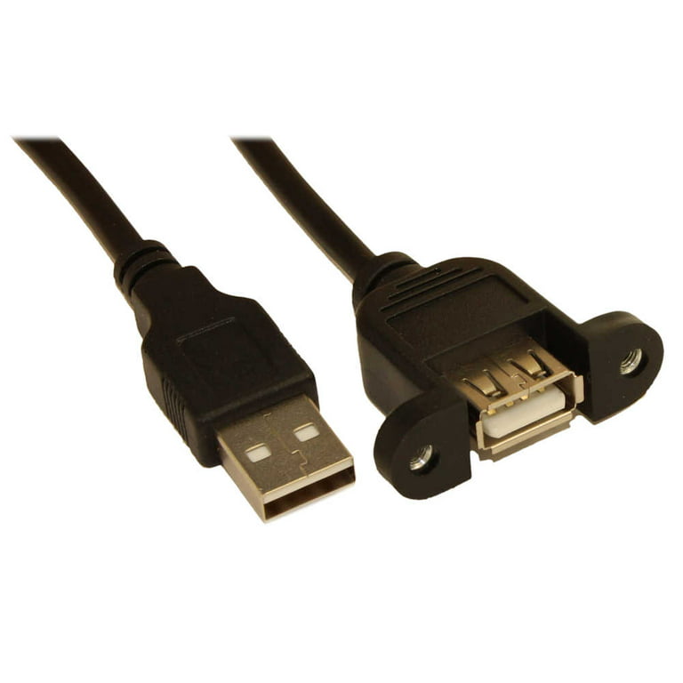 Panel Mount Extension USB Cable - Micro-USB Male to Female