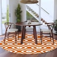 thumbnail image 1 of 5ft Washable Round Rug, Orange White Lattice Non-Slip Circle Area Rug for Living Room Bedroom, Geometric Modern Simple Abstract Indoor Floor Mat for Home Decor, 1 of 9
