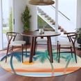 thumbnail image 1 of 5ft Washable Round Rug, Summer Beach Non-Slip Circle Area Rug for Living Room Bedroom, Mount Coconut Tree Sun Abstraction Indoor Floor Mat for Home Decor, 1 of 9