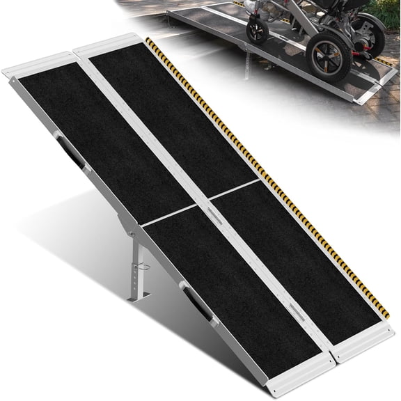 5ft Wheelchair Ramp with 4 Support Legs, Seamless Portable Aluminum Heavy Duty Non-Slip Mobility Scooter Threshold Ramps for Home Steps & Stairs, 800lbs Capacity