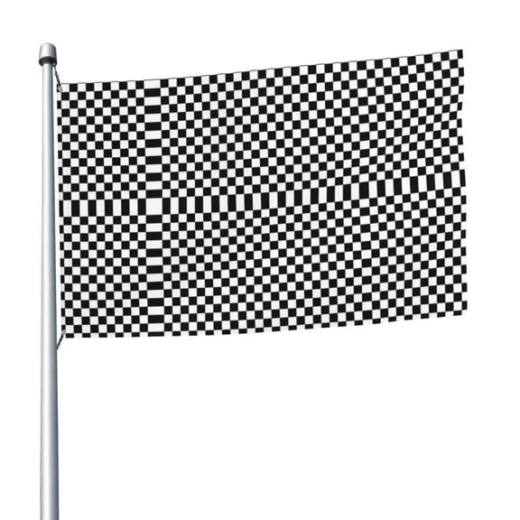 5ft X 8ft Black White Checkered Pattren Flag Weather-Resistant Polyester Outdoor Decor