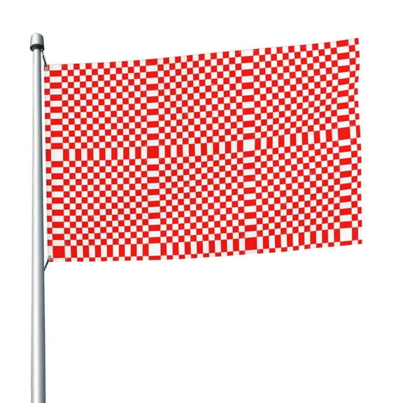 5ft X 8ft Red Checkerboard Pattern Flag Weather-Resistant Polyester Outdoor Decor