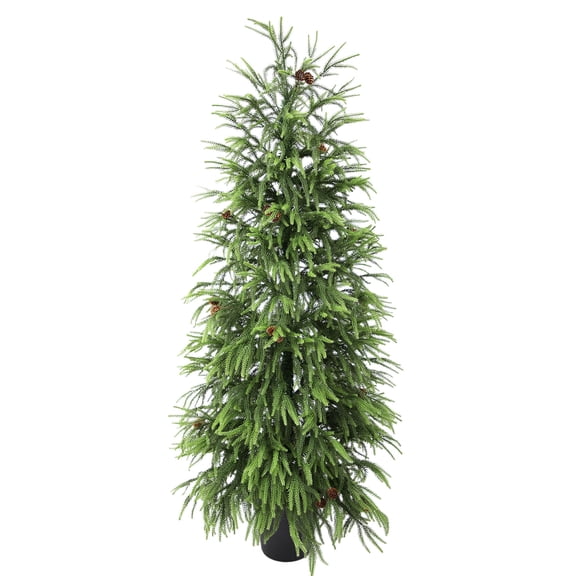 Nafresh 5ft Real Touch Norfolk Pine Tree, 60" UV Resistant Artificial Norfolk Pine Tree, with Realistic Pinecones & Full Branches for Front Porch Bedroom Livingroom Tabletop Holiday Decor.