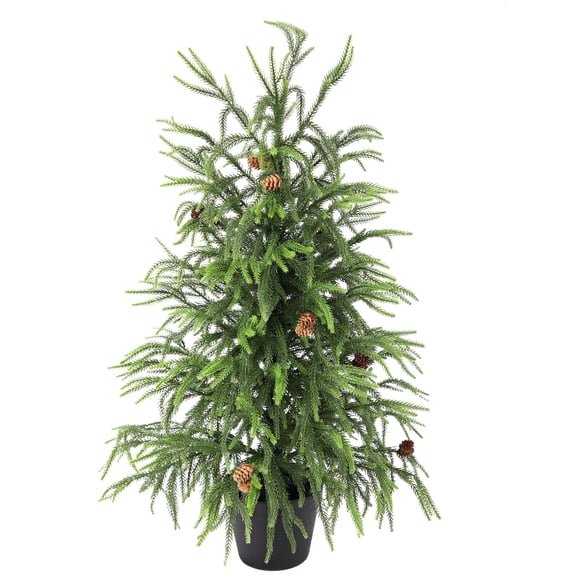 Nafresh 3ft Real Touch Norfolk Pine Tree, 36" UV Resistant Artificial Norfolk Pine Tree, with Realistic Pinecones & Full Branches for Front Porch Bedroom Livingroom Tabletop Holiday Decor.