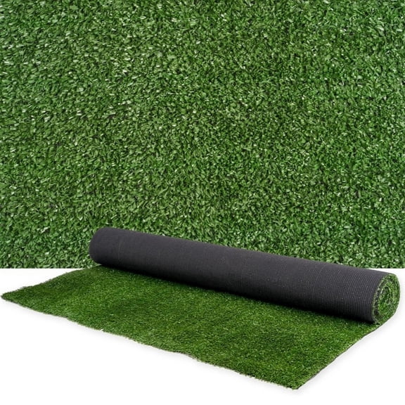 5ft x 10ft Premium Artificial Grass Mat with Drainage Holes, Thick Fake Turf with Rubber Backing for Pets, Lawn, Patio, Balcony (0.6" Height) - Indoor/Outdoor Use