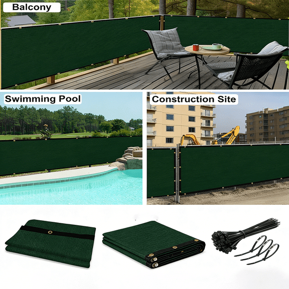 5ft x 25ft Dark Green Privacy Fence Screen, Heavy Mesh Wind Block Sun Shade Cover for Yard Patio Pool Balcony Deck Garden Outdoor Privacy Wall with Easy Zip Tie Installation All Weather Barrier