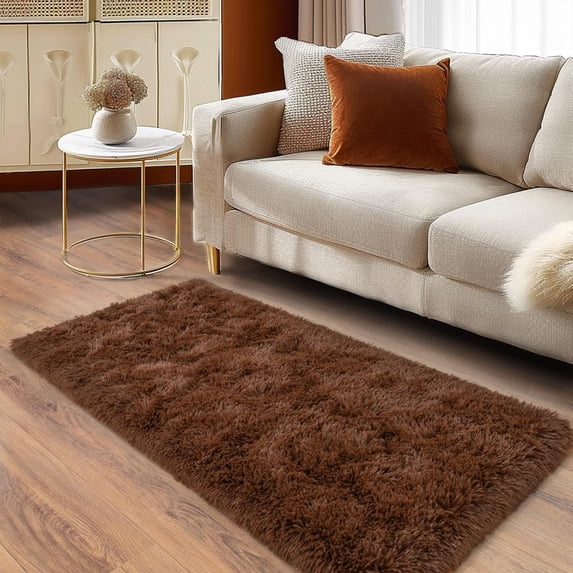 5ft x 8ft Shag Area Rug for Living Room Bedroom,Brown