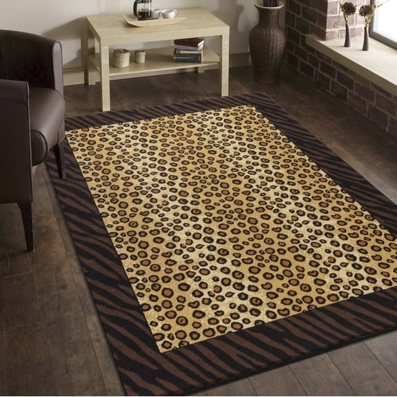 5ft3in x 7ft3in Leopard Animal Print Area Rug,Wild Style Soft Carpet for Bedroom