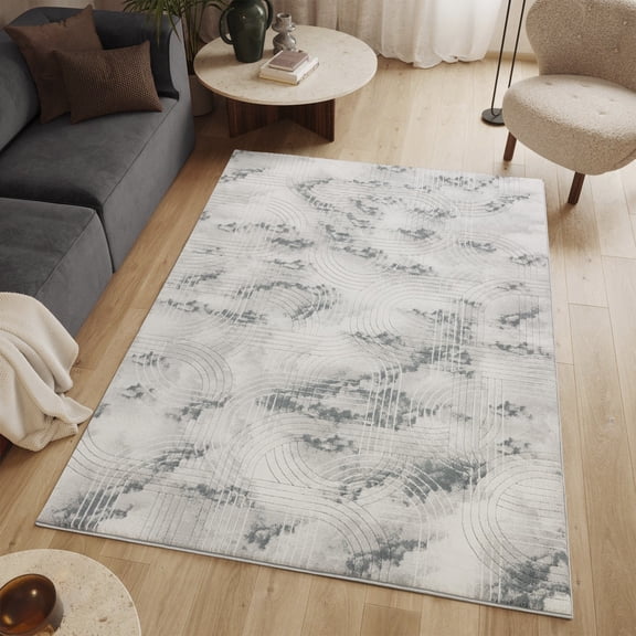 5ft3in x7ft3in Modern Geometric Area Rug,Abstract Carpet for Living Room Bedroom