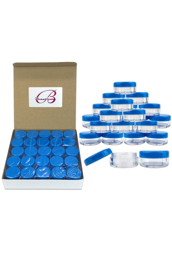 5g/5ml High Quality Acrylic Leak Proof Clear Container Jars with Blue Lids 50pcs