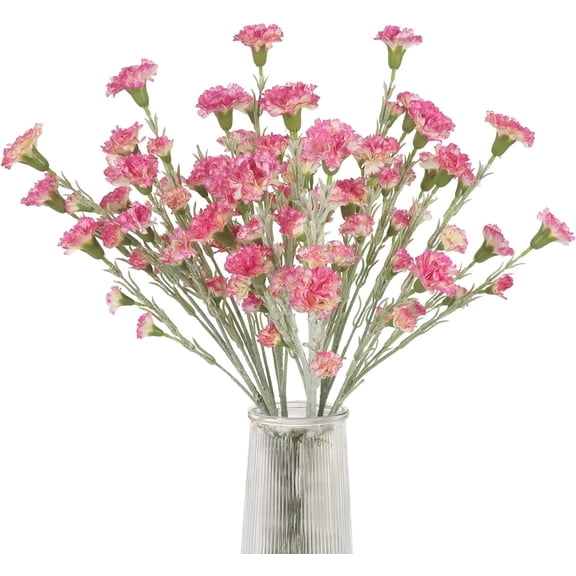 5heads 7.56in Red Carnations Artificial Flowers Carnations Flowers Silk Flowers Red Flowers Fake Flowers for Wedding Mother Home Office Decoration(Red)