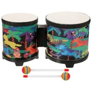 5in & 6in Bongo Drum Set Wood Percussion Latin Instrument