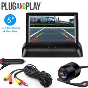 5in Foldable LCD Display Monitor Car Rear View Backup LED Night Camera
