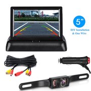 5in Foldable LCD Display Monitor Car Rear View Backup LED Night Camera