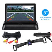 5in Foldable LCD Display Monitor Car Rear View Backup LED Night Camera